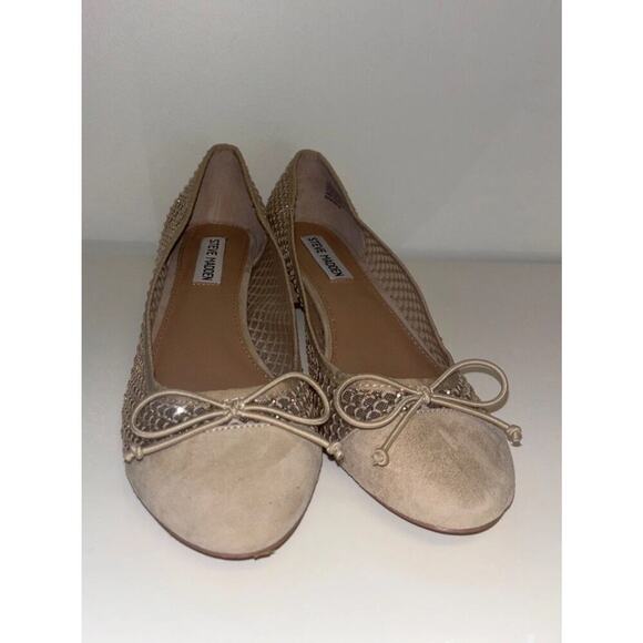 Steve Madden Cherish Tan Mesh‎ Flats Ballet Shoes Fairy Beaded Womens Size 8.5 M - Picture 3 of 6